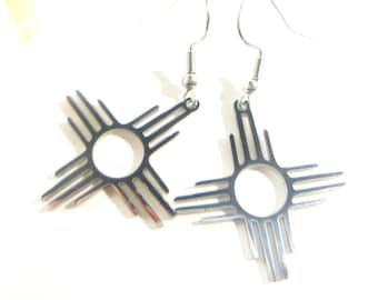 Zia Sun Earrings: Stainless Steel New Mexico Symbol