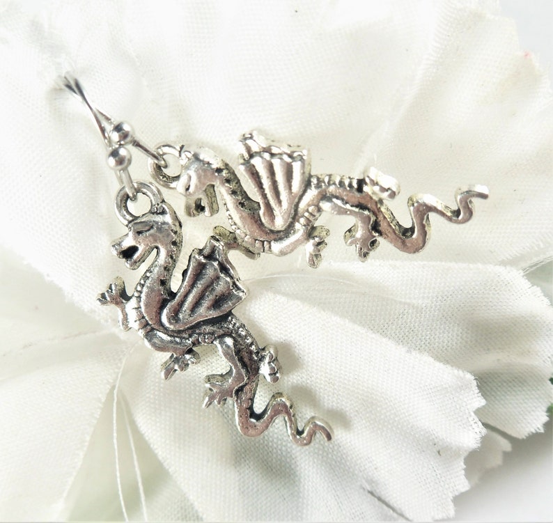 Silver Dragon Earrings Goth Style Wings of Fire Fantasy Etsy