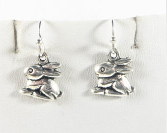 Silver Rabbit Earrings, Bunny Earrings, Dainty Rabbit Jewelry, Bunny Jewelry, Bunny Charm Earrings, Rabbit Charm Earrings, Easter Earrings