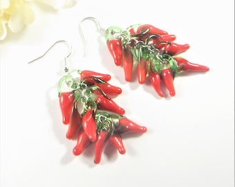 Red Chili Earrings Southwest Fashion Chili Pepper Earrings Santa Fe New Mexico Ristra Jewelry Gifts Southwestern Style Albuquerque Jewelry