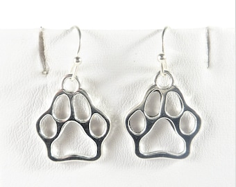 Dog Paw Earrings: Antique Silver Animal Lover Jewelry
