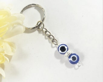 Evil Eye Keychain, Blue Evil Eye Key Chain, Protection Keychain, Dark Blue Evil Eye Protection Keychain, Evil Eye Key Holder for Him or Her