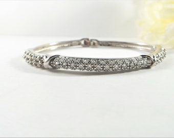 Vintage Rhinestone Bracelet, Nina Ricci Signed Avon Bracelet, Hinged Silver Tone Vintage Bracelet, Elegant Silver Bracelet, Vintage Jewelry