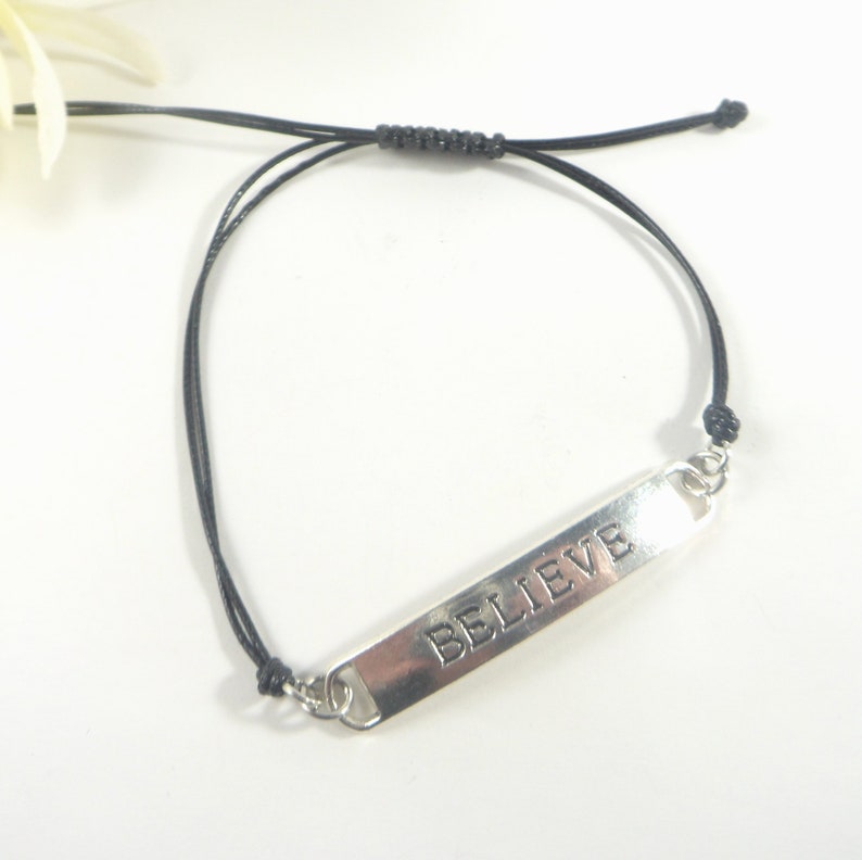 Believe Bracelet Black Adjustable Christian Jewelry Braided for Him or Her Believe Jewelry Religious Bracelet Christmas Easter Sunday Gifts Bracelet Only