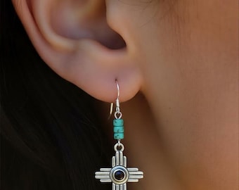Turquoise Zia Earrings: Native-Inspired New Mexico Jewelry