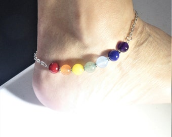 7 Chakra Anklet, 7 Chakra Boot Bling, Chakra Gemstone Ankle Bracelet, 7 Chakra Jewelry, Boot Bracelet, Chakra Jewelry, Chakra Bracelet