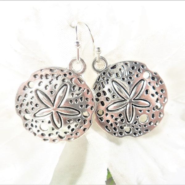 Silver Sand Dollar Earrings, Sand Dollar Jewelry, Beach Earrings, Beach Jewelry, Sand Dollar Pendant Necklace., Sand Dollar Jewelry Set