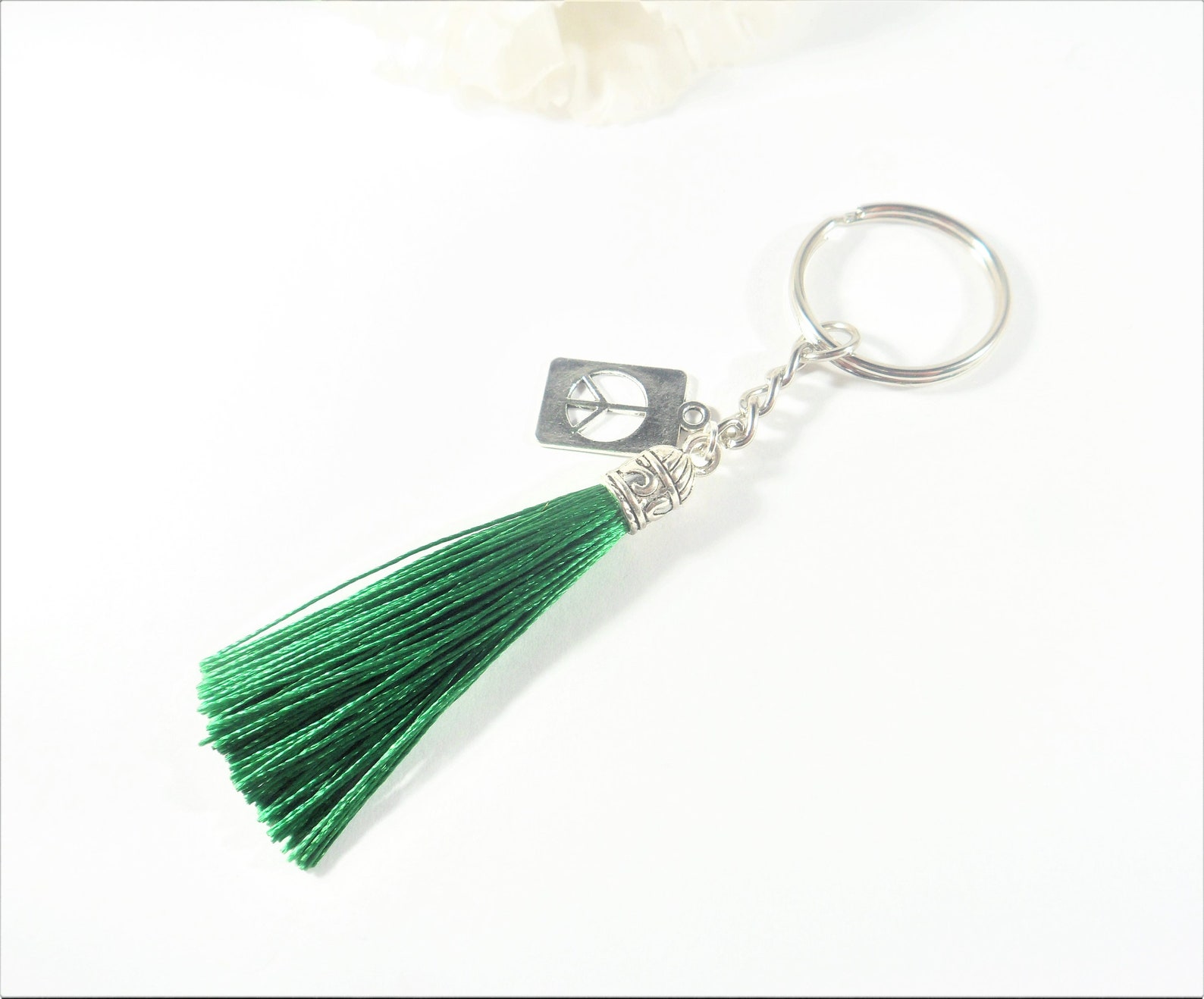 Personalized Tassel Keychain Charm Keychain Initial Etsy
