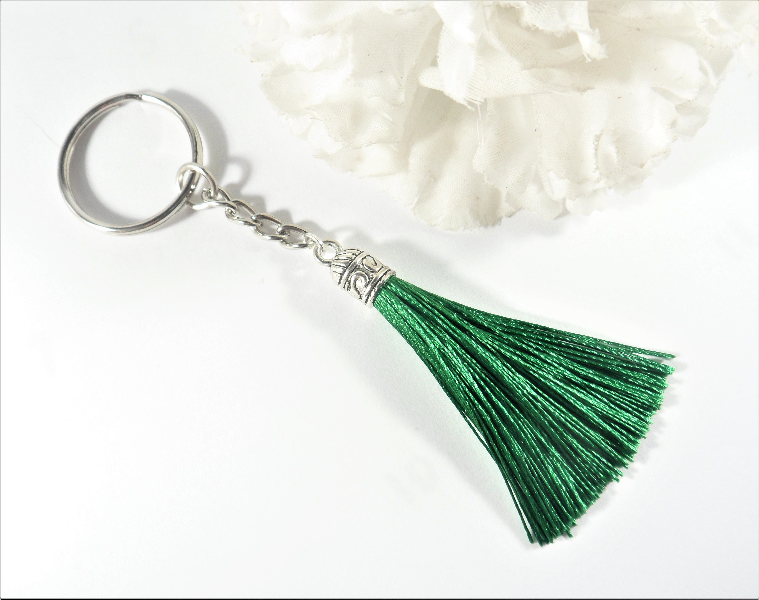 Personalized Tassel Keychain Charm Keychain Initial Etsy