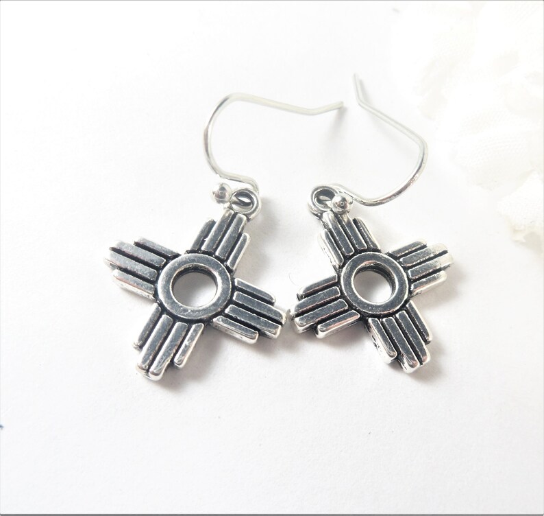 Silver Zia Earrings New Mexico Symbol Jewelry Southwestern Etsy