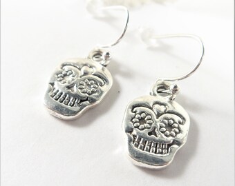 Sugar Skull Earrings, Halloween Earrings, Dia de Los Muertos Jewelry