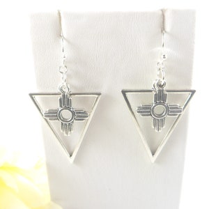 Zia Earrings: Silver Southwestern Style, New Mexico Gift