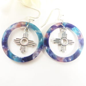 Zia Earrings: Multicolor Southwestern Circle Earrings, Santa Fe Jewelry