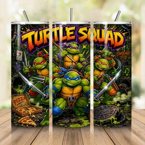 Turtles 20oz Tumbler Wrap PNG, TMNT Skinny Tumbler Sublimation, Comic Cup Wrap Digital Download