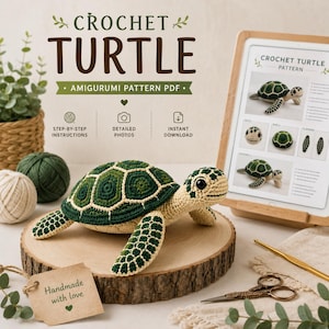 Crochet Turtle Pattern PDF | Crochet Pattern | Amigurumi Turtle Pattern | Sea Turtle Crochet | Turtle Plush Pattern