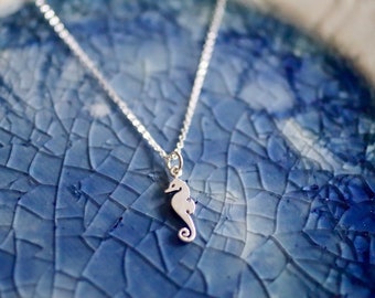 Seahorse Charm Necklace - Sterling Silver Seahorse -  Ocean Theme - Beach Theme Charms - Ocean Charm - Mini Charm Necklace