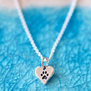 Mini Heart Paw Print Charm Sterling Silver Paw Print Puppy Paw Print Dog Lover Jewelry Dog Paw Charm Pet Charm Silver Paw image 2