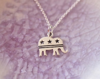 Republican Elephant Necklace - Political Party - Politics Charm - Republican Charm - Republican Symbol - Charm Necklaces -