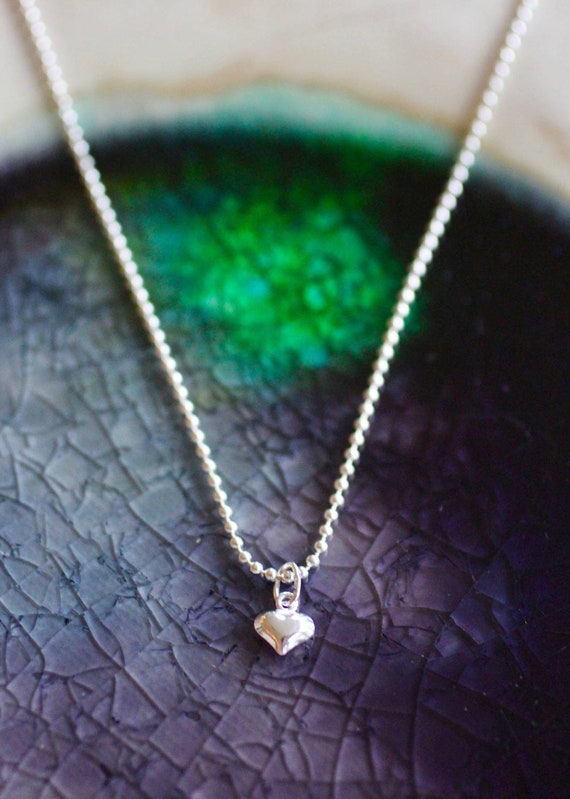 Heart Necklace Toddler Necklace Sterling Silver Heart Etsy