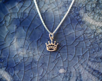 Princess Charm Necklace -  Crown - Sterling Silver Crown -  Princess Theme Jewelry - Fairytale Charm Necklace - Princess Crown - Crown Charm