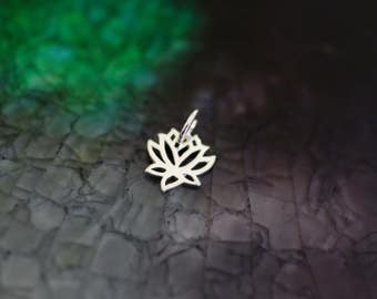 Lotus Charm - Sterling Silver Lotus Charm - Yoga Jewelry - Yoga Theme - Lotus Flower - Boho Jewelry