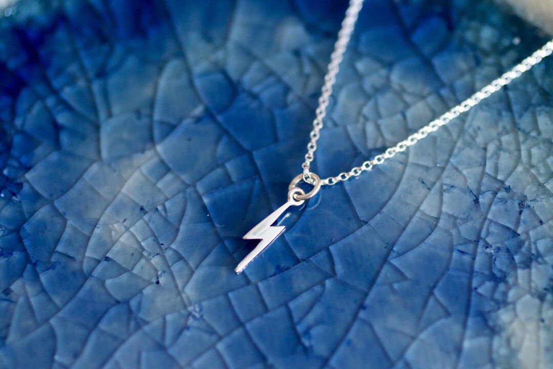 Lightning Bolt Charm Necklace sterling Silver Lightning Bolt Lightning