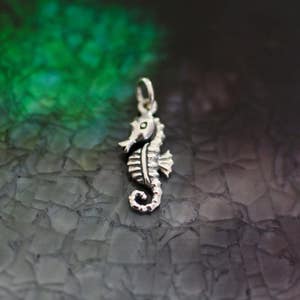 Seahorse Charm - Seahorse Charm - Ocean Theme - Beach Theme - Ocean Charm - Silver Seahorse - Sterling Charm - Seahorse Jewelry