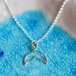 Whale Charm Necklace Sterling Silver Whale Necklace Whale Tail Ocean Theme Whimsical Jewelry Beach Theme Good Luck Charm image 1