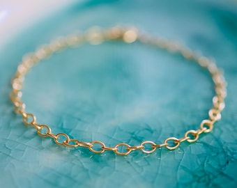 Gold Charm Bracelet - Custom Size Bracelet - 14k Gold Filled - Charm Bracelet - Charm Bracelet Base - Gift For Her - Charm Bracelet - Gold