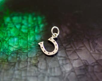 Horse Charm - Horse Shoe Charm - Equestrian Charm - Pony Charm - Horse Theme - Horse Lover - Good Luck Charm - Sterling Silver Horseshoe