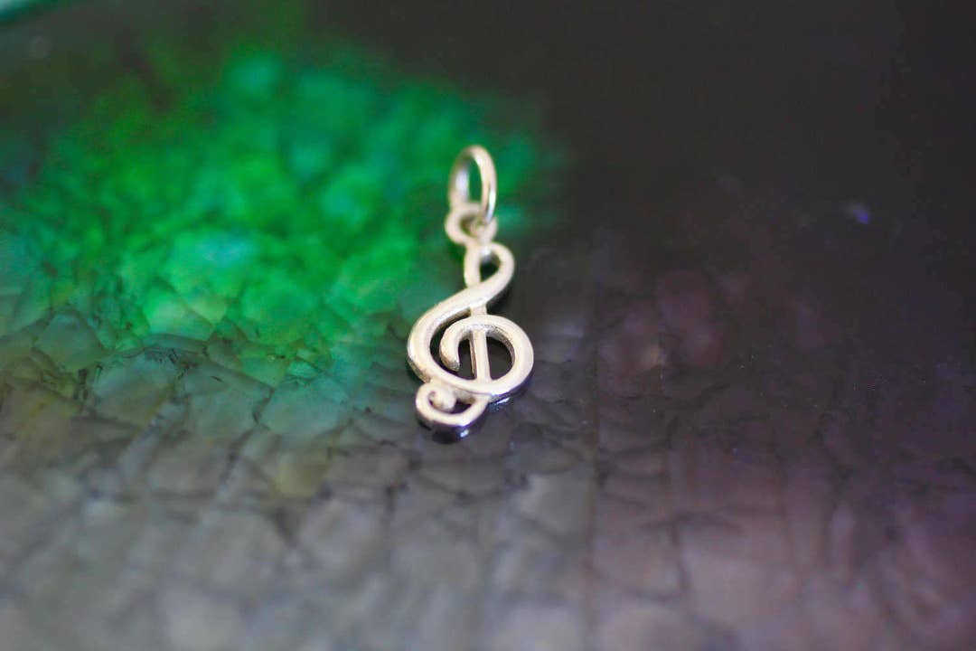 Sterling Silver Treble Clef Music Note Charm Music Theme Jewelry Music