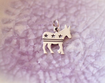 Sterling Silver Democratic Donkey Charm - Donkey Charm - Political Charm - Political Party - Democratic Jewelry - Patriotic Jewelry