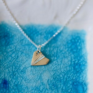 Paper Airplane Charm Necklace Sterling Silver Plane Charm World Traveler Explore Traveling Charm Whimsical Charm Adventurer Gift image 2