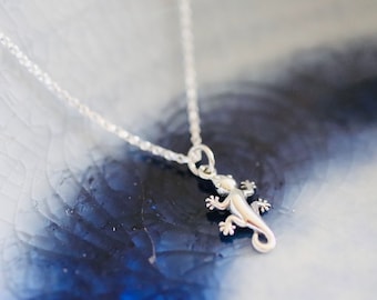 Sterling Silver Gecko Charm Necklace, Little Gecko Charm, Lizard Charm, Gecko Pendant, Animal Charm