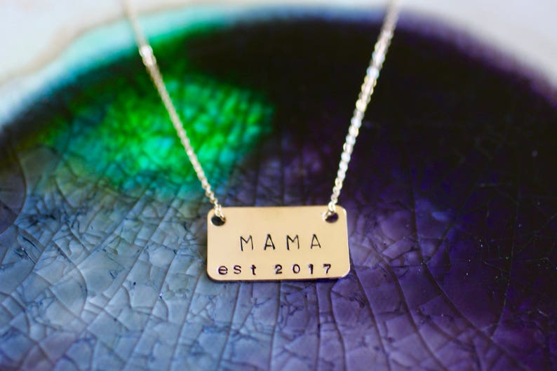 Mama Necklace Gold Mom Necklace Mom Necklace New Mom Gift Mommy Necklace Gifts For Mom Rectangle Charm Mama Jewelry Mom Gift image 1