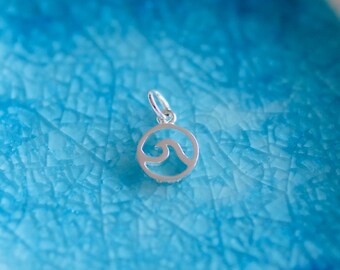 Wave Charm -  Sterling Silver Charm - Beach Charm - Beach Theme - Wave - Beach Theme - Beach Jewelry