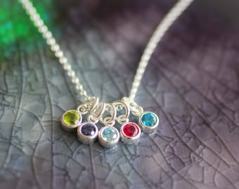 Birthstone Necklace - Birthstone Charm Necklace - Family Birthstone Necklace  - Mom Necklace - Birthstone Jewelry - Mother's Jewelr