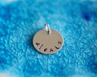 Personalized Charm -  Sterling Silver Charm - Mother's Charm - Name Charm- Birthday Charm - Silver Initial Charm - Name Jewelry - Name Disc