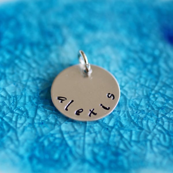 Personalized Charm -  Sterling Silver Charm - Mother's Charm - Name Charm- Birthday Charm - Silver Initial Charm - Name Jewelry - Name Disc