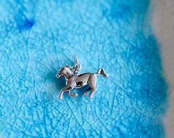 Horse Charm - Realistic Horse Charm - Equestrian Charm - Pony Charm - 3D Horse Charm - Horse Lover - Galloping Horse - Sterling Silver Horse
