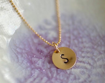 Gold Initial Necklace -Initial Necklace- Initial Charm Necklace - Gold Initials - Initial Circles Necklace - Gift For Her- Mothers Necklace