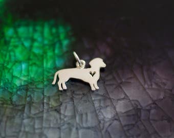 Dachshund Dog Charm - Dog Love Charm - Dog Lover Gift - Sterling Silver Puppy Charm - Dog Charm- Sterling Dog - Dachshund Gift - Dog Charm