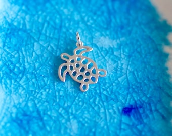 Sterling Silver Sea Turtle Charm - Sea Turtle Charm - Ocean Theme Charm - Ocean Theme Jewelry - Turtle Charm - Turtle Jewelry