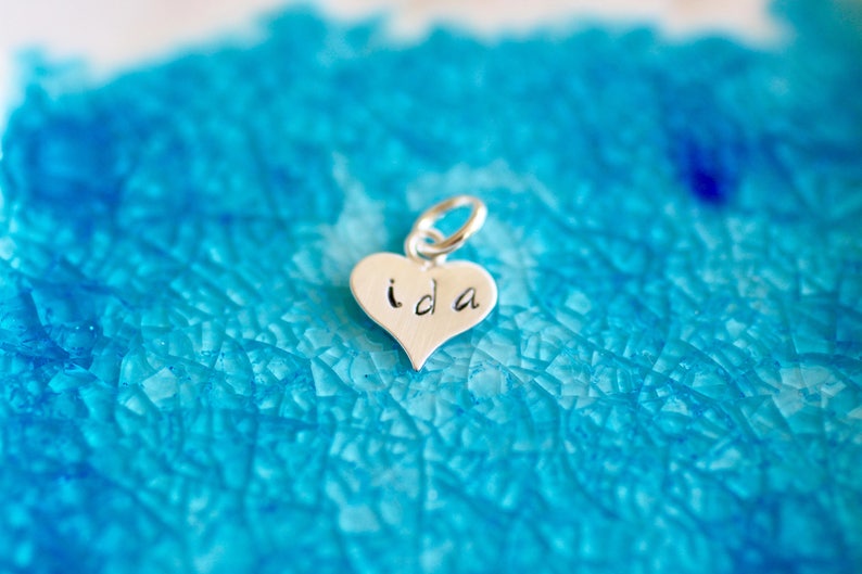 Mini Heart Charm Heart Charm Personalized Charm Initial Charm Number Charm Sterling Silver Heart image 3