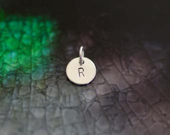 Initial Charm -  Sterling Silver Initial Charm - Number Charm - Stamped Initial - Personalized Initial Charm - Silver Initial