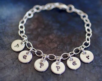 Initial Charm Bracelet - Sterling Silver Charm Bracelet - Custom Bracelet - Name Bracelet - Charm Bracelet - Initials