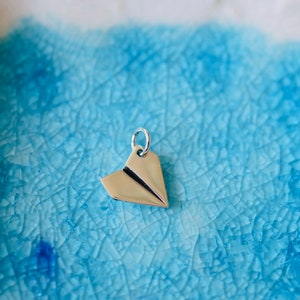 Paper Airplane Charm Necklace Sterling Silver Plane Charm World Traveler Explore Traveling Charm Whimsical Charm Adventurer Gift image 3