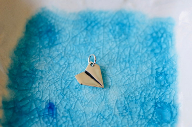 Paper Airplane Charm Necklace Sterling Silver Plane Charm World Traveler Explore Traveling Charm Whimsical Charm Adventurer Gift image 3