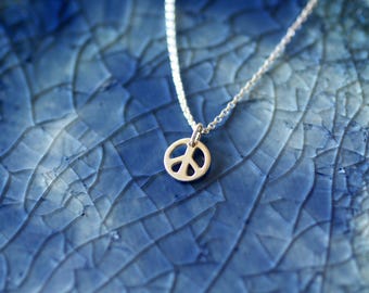 Peace Sign Charm Necklace- Sterling Silver Peace Sign - Hippie Theme - Peace Jewelry - Peace Sign - Peace Theme - Hippie Jewelry - Peace