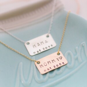 Mama Necklace Gold Mom Necklace Mom Necklace New Mom Gift Mommy Necklace Gifts For Mom Rectangle Charm Mama Jewelry Mom Gift image 3